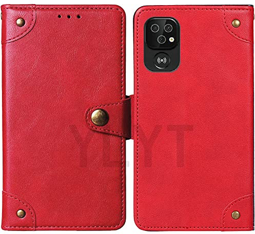 AODATU Boucle magnétique Étui TPU Silicone Couverture Rouge Cuir Housse Coque pour Doro 8220 6.1 inch Case Portefeuille Cover