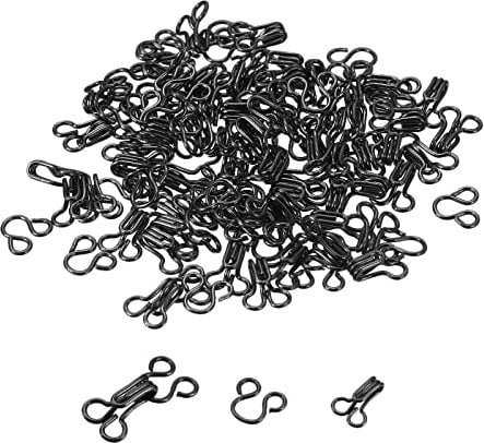 sourcing map 54pcs Sewing Hooks and Eyes Closure, Bra Sew Closure Replacement for Skirt Bra Clothing Trousers Sewing DIY Craft, Dark Black