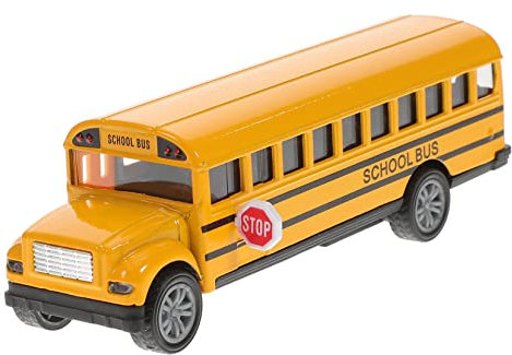 TOYANDONA Jouet Autobus Scolaire en Alliage À Tirer pour Enfants - Mini Bus Compact 13 Cm sans Piles Cadeau Portable pour Développement Motricité Main