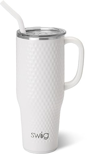 Swig Life 40oz Insulated Mega Mug with Handle & Straw, Golf | Triple Insulated Stainless Steel - Handle & Straw Included - Extra Large Capacity - Cup Holder Friendly