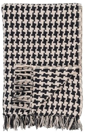 House Nordic Schwarz und Beige Decke 130 x 180 cm
