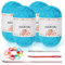 Coopay 4 Stück Einfach Garn Zum Häkeln für Anfänger - Gut Sichtbare Maschen mit Häkelzubehör, Baumwoll-Nylon-Garn zum Stricken (4 X 50 g), Blauer See