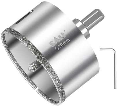 SALI Diamond Drill Bit 70 mm Diamond Hole Saw Drill with Center Guide Bit Glass Hole Saw Core Drill Bit for Glass/Tile/Ceramic/Marble/Limestone/Fiberglass/Porcelain Cutting