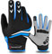 BEAST RAGE Vollfinger-Radhandschuhe mit Polsterung für Männer und Frauen, rutschfest, stoßdämpfend, atmungsaktiv, Touchscreen Mountainbike-Handschuhe für BMX, MTB-Rennen, Straßenrennen (BLAU, XL)