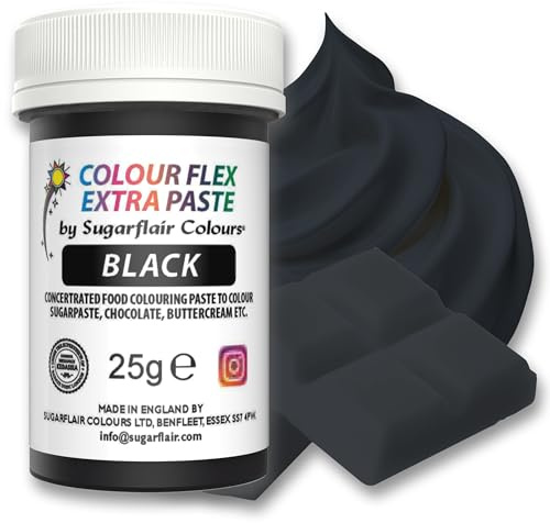 Colour Flex Black Food Colouring Paste - Extra Concentrated, Vibrant Food Colouring For Buttercream, Chocolate, Sugar Paste, Icing, Fondant, Royal Icing, Cake Decorations and More - 25g