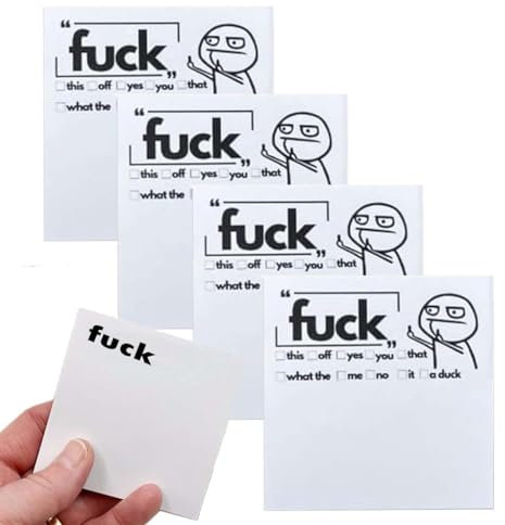 REYROB 4 Set of 200 Funny Sticky Note, Fuck Black Sticky Notes, What The Fuck Sticky Pad, Snarky Novelty Office Supplies for Friends Co-Workers Boss (Fuck)