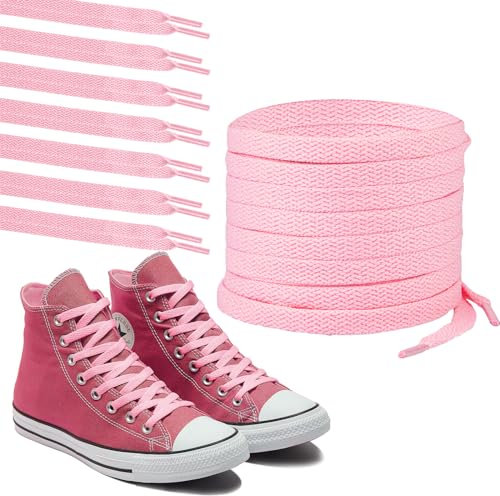 Polly Online 1 paio di lacci per scarpe da ginnastica, piatti da ginnastica, 8 mm di larghezza, lacci piatti per scarpe da ginnastica da corsa atletica, scarpe da ginnastica e stivali, Rosa 11.,