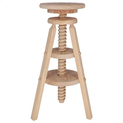 WELL HOME MOBILIARIO & DECORACIÓN Drehhocker aus Holz, lackfrei, 29 x 29 x 90 cm