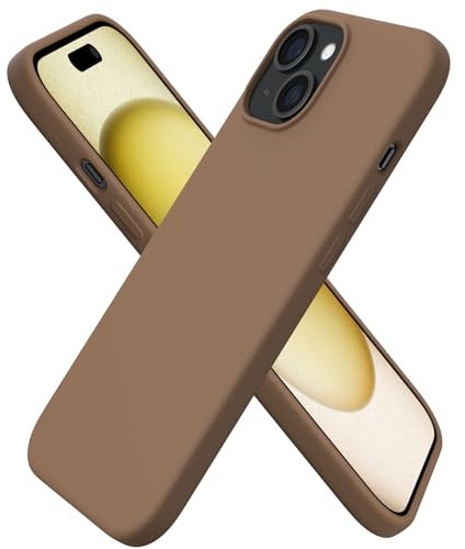 ORNARTO kompatibel mit iPhone 15 Hülle Silikon 6,1 Zoll, Ultra dünne Handyhülle iPhone 15 aus flüssigem Silikon, Kratzfeste und stoßfeste Schutzhülle iPhone 15 Hülle(2023) - Schokolade