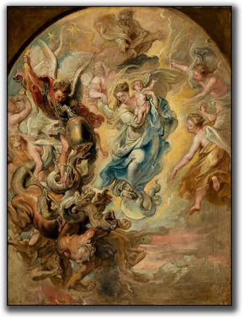 OKRA Peter Paul Rubens Wandkunst – Die Jungfrau als Frau der Apokalypse Poster – Barockstil – Kirchenposter – Schlafzimmer Wohnzimmer Flur Heimdekoration ungerahmt (30 x 40 cm)