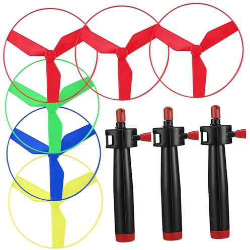 CLISPEED 1 Jeu Soucoupe Volante en Câble Plastique Ovni Jouet Hélicoptère à Main Jouets Hélicoptère pour Garçons Jouet Disque Volant Fileuse Volante Ventilateur Tout- Voyage en Avion