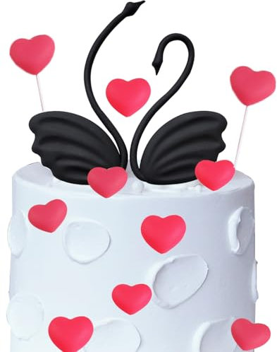 12Stk Swan Cake Decorative Accessories Cake Toppers Dekoration Set,Liebe Kuchen Dekoration, Verwendet für Valentinstag, Hochzeiten, Geburtstage, Jubiläen(Schwarzer Schwan)