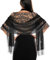 Jeffdad Spitze Stola, Stola Damen Festlich Umschlagtuch Spitzenschal mit Quasten Festliche Stola Für Abendkleid Schal Stola für Abend Party Mesh Hochzeit Schals(Schwarz)