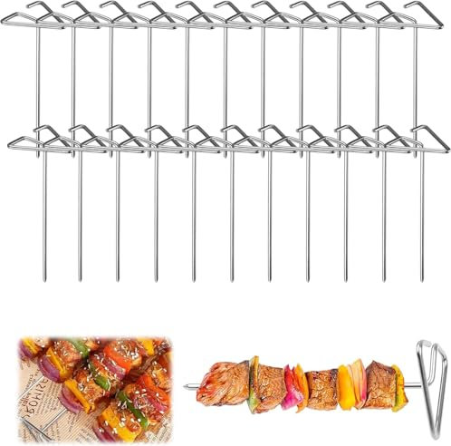 Grillspieße, 20 Stück Grillspieße Edelstahl, Grill Schaschlikspiesse, Spieße edelstahl, Schaschlikspießen Edelstahl, 10 × 3,5 cm, Für Heißluftfritteusen als auch in Backöfen