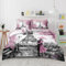 Bedbay 8-teiliges Bettwäsche-Set Paris in einer Tasche, für Jungen und Mädchen, volle Größe, Eiffelturm, romantisches Paar, Paris-Thema, Schlafzimmerdekoration, rosa und grau, Bettdecken-Set (Paar,