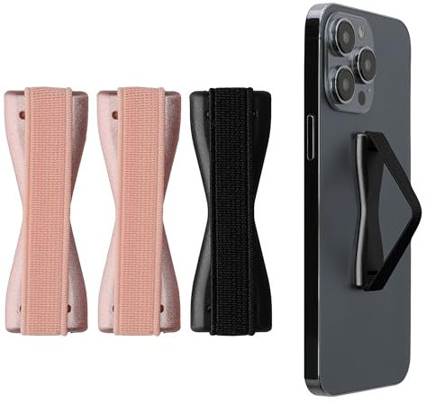 kwmobile Smartphone Fingerhalter 3 Set - Handy Halter Griff Halterung Einhandbedienung - 3X Handyhalter in Rosegold Rosegold Dunkelgrau