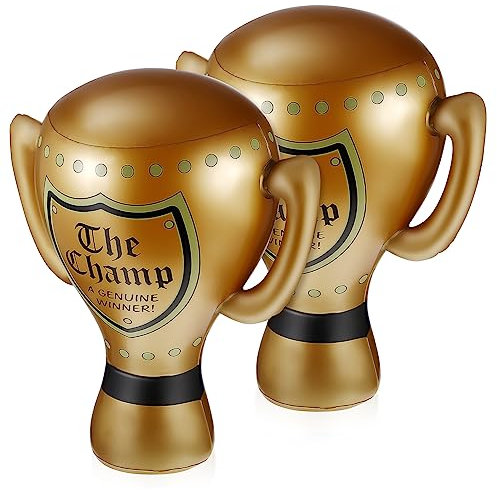 KOMBIUDA 2Stücke Aufblasbare Pokale mit Griffen Goldene Trophäen für Spiele Klassenzimmer Aktivitäten und Party Dekorationen Perfekt für Wettbewerbe und Feiern