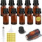 Furuising 10 Pièces 10ml Bouteilles d'huile Essentielle en Verre Ambré, Petits Flacons pour Huiles Essentielles, Flacons D'échantillons Ambrés avec Bouchon pour Aromathérapie Huiles Essentielles
