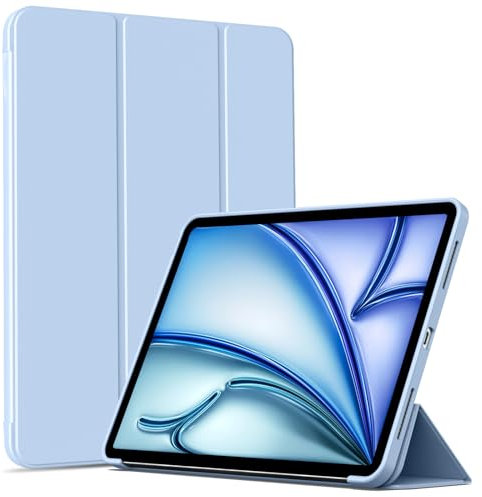 IAMKHO Hülle für iPad Air 11 Zoll (M3/M2 2025/2024), iPad Air 5/4 Generation (2022/2020) 10,9 Zoll, Trifold Ständer Schutzhülle Unterstützt Apple Pencil Aufladen, Auto Schlafen/Wachen (Hellblau)