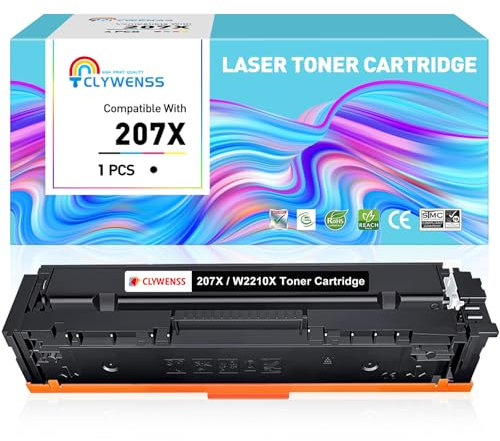 Clywenss 207X Toner Schwarz Kompatibel mit HP 207X 207A W2210X Tonerkartuschen für Color LaserJet Pro MFP M283fdw M282nw M255dw M255nw M283 M282 M255 Toner, 1-Pack (Ohne Chip) | 3,150 Seiten pro Toner