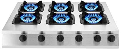 Gas Hob with 4 Burners - LPG/NG Dual Fuel, Pulsed Electronic Ignition - Stainless Steel Built-In Cooktop for Home and Professional Use