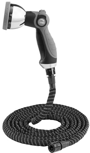 H&S Gartenschlauch flexibel 10m - Garten Wasser Schlauch 2x erweiterbar - Dehnbarer Flex Wasserschlauch - Flexibler Gartenschlauch - Flexschlauch grau