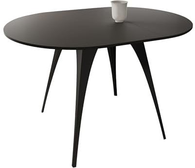 Mirjan24 Ausziehbarer Esstisch Calliso, Runder Küchentisch, Praktischer Tisch für Esszimmer, Esszimmertisch, Arbeitstisch (Schwarz)