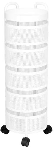 Karelwui Estante de almacenamiento de cocina, almacenamiento de patatas, cesta de frutas, estante de almacenamiento giratorio para cocina, 5 niveles Fruteros para Color Blanco
