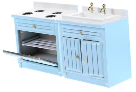 MOLUCKFU Mini-puppenhaus-küchenzubehör Im Maßstab 1/12 – Set Mit Spüle Herd Und Miniaturmöbel