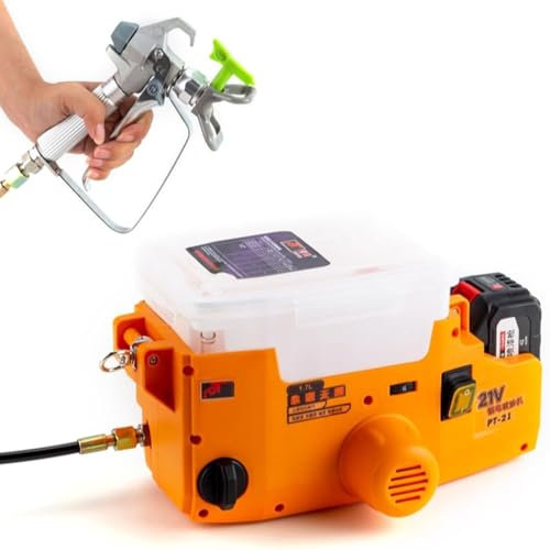Pulverizador Electrico Pulverizador Bateria,500 W Máquinas Pintura Airless depósito 1700 ml,para Barnices y esmaltes para Interiores y Exteriores,Orange
