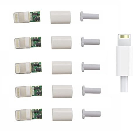 ELNONE 5 Sets weißer USB-Stecker für iPhone, iPad, iPod, Lightning, DIY-Stecker, Löt-Gehäuseabdeckung, Adapter (5 Stück weiß)