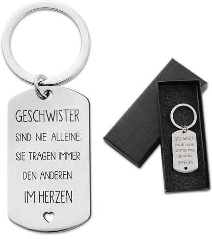 MEJOSER Schwester Geschenk, Geschwister Geschenke, Schlüsselanhänger mit Geschenkbox, Bruder und Schwester Geschenk zum Geburtstag Weihnachten, Geburtstagsgeschenk, Schwesterherz