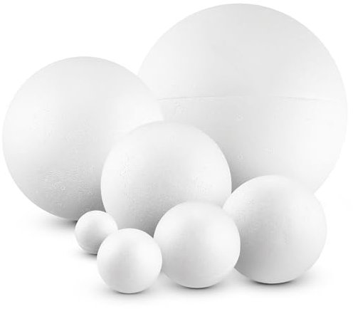 Netuno 7 Styroporkugeln 4cm 6cm 8cm 10cm 12cm 15cm 20cm Bälle zum Basteln DIY Weihnachtsdeko Bastelkugeln Kugeln zum Basteln Styropor-Kugeln Styroporball Weihnachtskugeln Weiss Schale Polystyrol