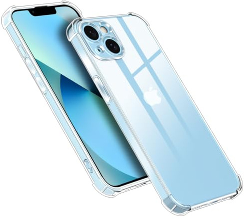 Ruayia Coque pour iPhone 13, Coque Transparente pour iPhone 13 Anti-Jaunissement étui de Protection, Dos PC Rigide Souple Silicone Antichoc Bumper Housse - 6,1 Pouces - Clair