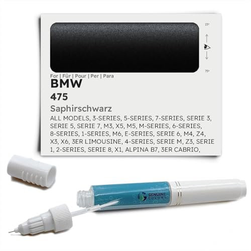 Genuine Colors Lackstift SAPHIRSCHWARZ 475 für BMW Schwarz 3-SERIES 5-SERIES 7-SERIES SERIE 3 5 7 M3 X5 M5 M-SERIES 6-SERIES 8-SERIES 1-SERIES M6 E-SERIES 6 M4 Z4 X3 X6 3ER LIMOUSINE 4-SERIES M Z3 1 2