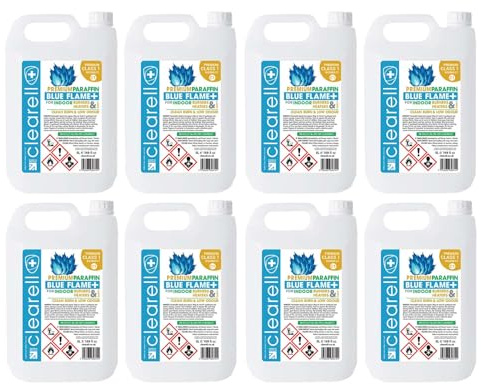 Clearell 40L | Pack of 8 x 5L | Blue Flame Premium Indoor Paraffin Class 1 | 40 litres BS2869 C1