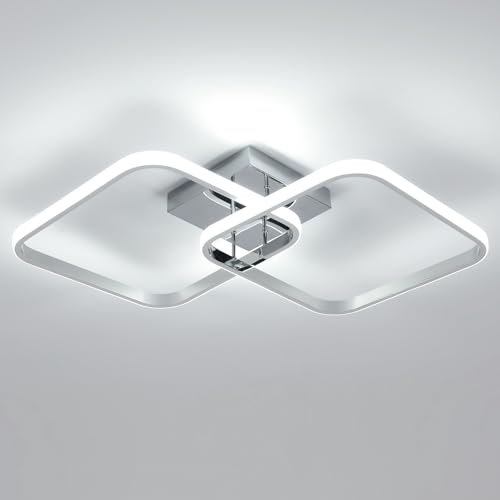 Mckalen Deckenlampe LED 42W 4725LM, Modern LED Deckenleuchte Quadratisch,64cm Deckenlampe Wohnzimmer 6500K kaltweiß, Aluminium Lampe Deckenbeleuchtung für Wohnzimmer Schlafzimmer Küche Flur