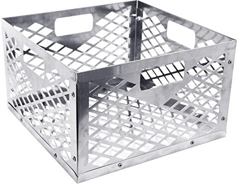 Holzkohlekorb für Oklahoma Joe Edelstahl Holzkohle Feuerraum Korb Silber Edelstahl Kohlebox Kompatibel mit den meisten Offset-Räuchergrills 30 0 x 20 cm