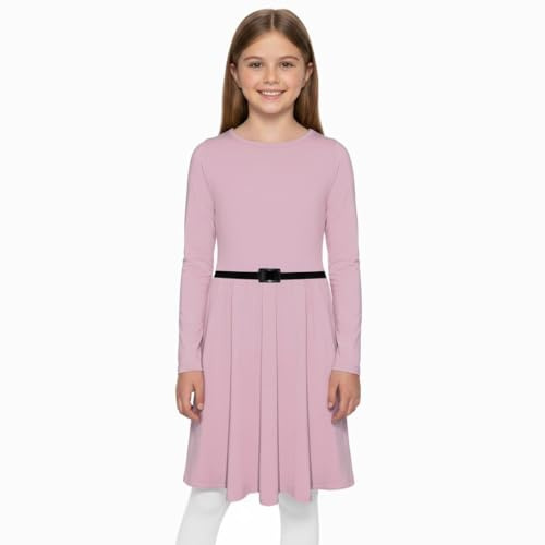 A2Z 4 Kids Girls Skater Dress Party Fashion Dresses with Free Belt Summer Dress Girls Skater Dress Party Fashion Dresses - 3/4 Skater Baby Pink 11-12.