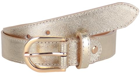 MIRROSI Ledergürtel Damen Herren Gürtel, Made in Italy, 3cm breit (Metalic Gold (Goldene Schnalle), 100cm)