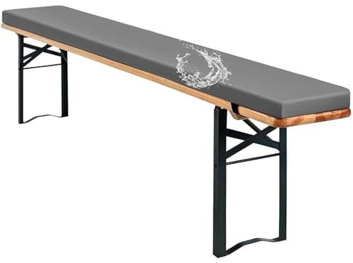 Bierbankauflagen 220 x 25 180x28 170x25 200x30 110x30 Wasserabweisend Bierbank Auflage Dicke Auflage für Bierzeltgarnitur & Festzeltgarnitur - Outdoor Sitzpolster für Bierbank(Grau,170x23x3cm)