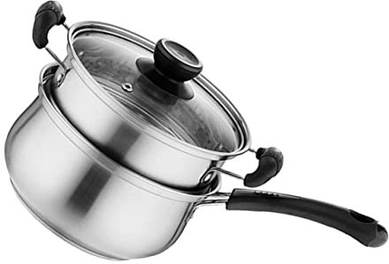 LABRIMP 1 Juego Cacerola de Leche Inoxidable con Vaporera Cazo para Cocina para Calentar Leche y Preparar Comidas Rápidas