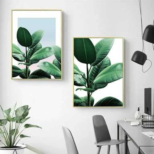 KEMEIQI Nordic Minimalist Aesthetics Wall Art Cactus Agave Plant HD Oil on Canvas Poster Print Home Living Room Bedroom Decor 30x50cmx2 Frameless