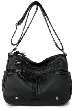 Gyios Handtasche Frauen Pu Leder Schultertasche, Weiche Crossbody Mit Mehreren Taschen, Vintage Casual Einkaufstasche-schwarz
