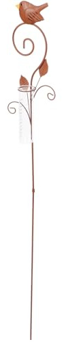 CONGARTENO Wetterfester Garten Regenmesser mit Eisenspieß Glasrohr Niederschlagsmesser Dekorativer Vintage Vogel Regenmesser für Rasen Terrasse und Außenbereich