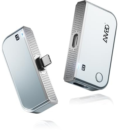 2026 Upgraded Type-C Wireless HDMI Transmitter and Receiver Plug&Play, 4K Input to 1080P@60Hz Output, 5.8G+2.4G Video Audio from Phone/Tablet/Laptop/PC to Monitor/Projector/TV Box-165FT/50M