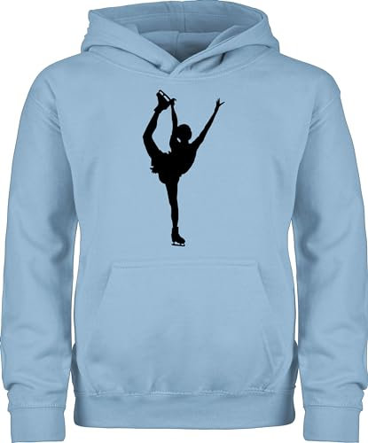 Kinder Hoodie Jungen Mädchen - Sport Kleidung - Eiskunstläuferin Einzellaufen - 152 (12/13 Jahre) - Hellblau - hoody 25. geburtstag eislauf reitpullover iceskate pullover eislaufen kinderpullover