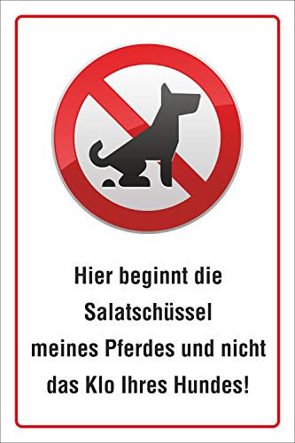 Schild Kein Hundeklo Hundekot Wiese Weide Salatschüssel Pferd 3 mm Alu-Verbund 300 x 200 mm