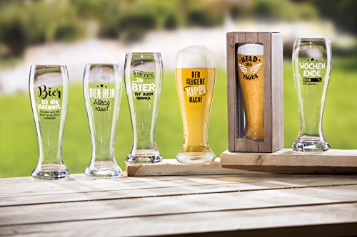 1 x Weizenglas Glas Spruch: Bier rein Alltag raus Höhe 23 cm Füllmenge: 500 ml, Krug, Geschenk, Alkohol, Weizen (Bier rein Alltag raus (Stückpreis))
