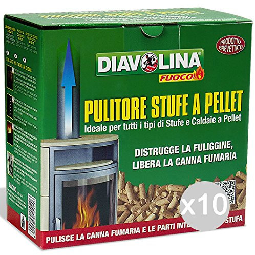 DIAVOLINA Juego de 10 pellets deshollinadores kg 1,5 para Barbacoa y Chimenea